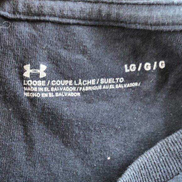 Under Armour Mens T-Shirt Large Short Sleeve Loose Fit Football Tee Casual Navy - Picture 3 of 9